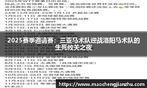 2025赛季邀请赛：三亚马术队迎战洛阳马术队的生死攸关之夜